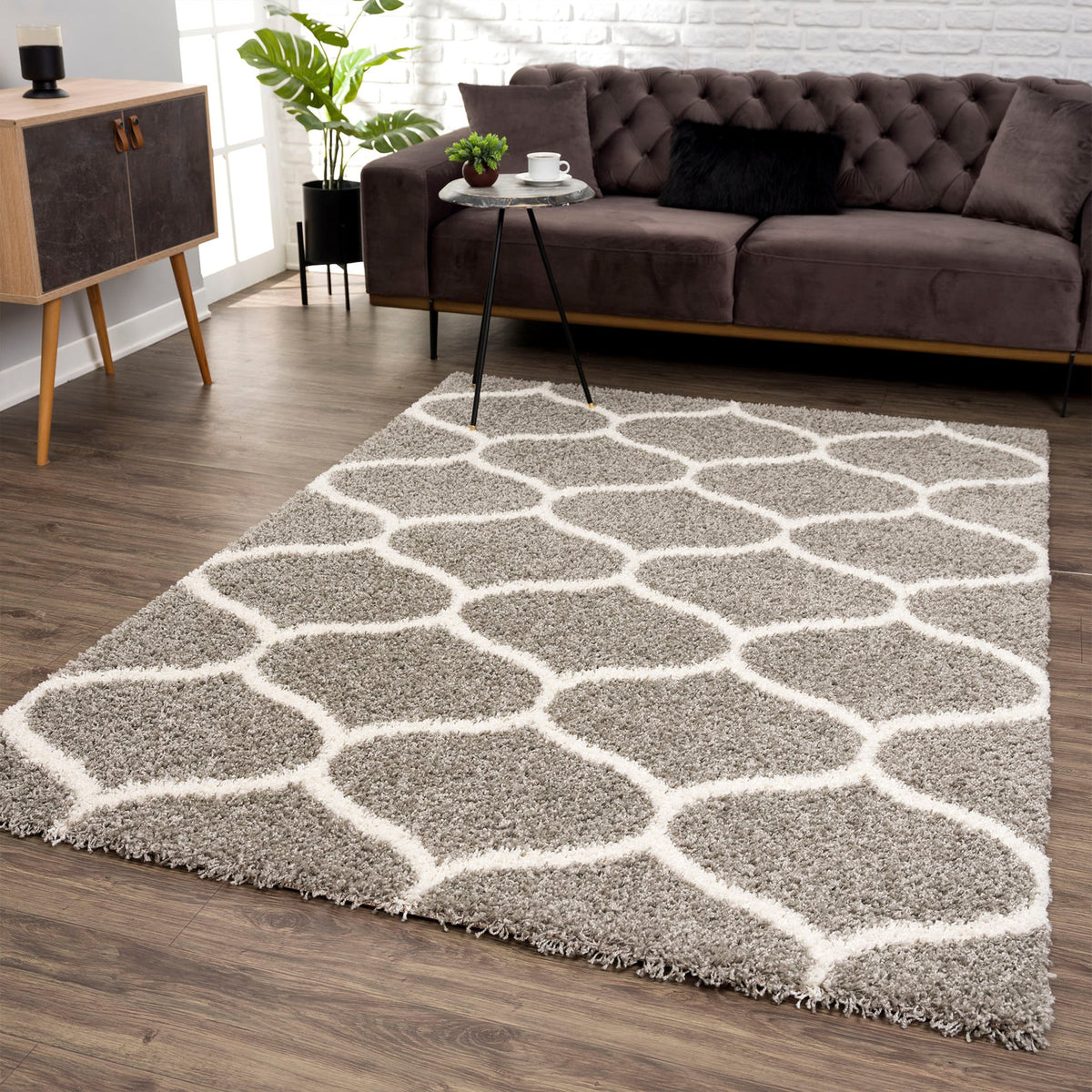 Madrid Hellgrau – Hochflor Teppich