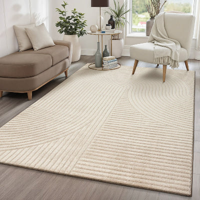 Elio Designer Teppich | Beige | Kurzflorteppich