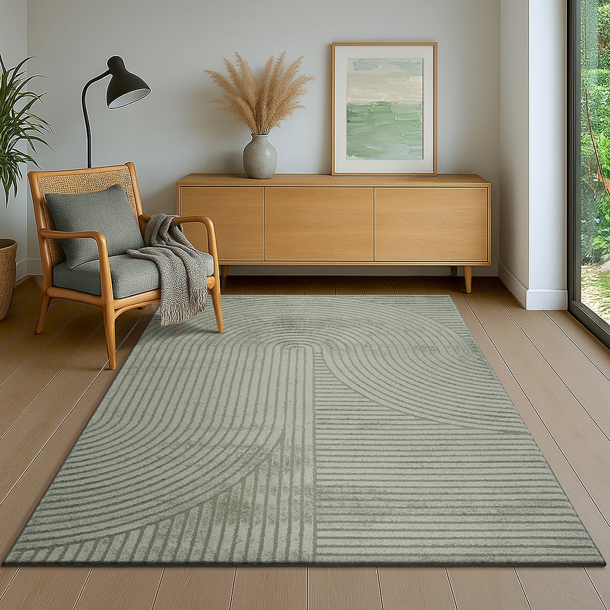 Elio Designer Teppich | Grün | Kurzflorteppich