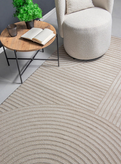 Elio Designer Teppich Hoch-Tief Effekt, 2252 70-Beige