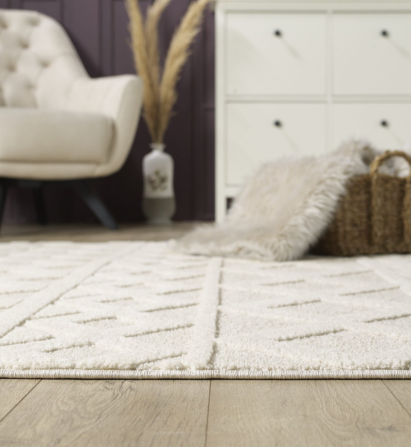 Elio Designer Teppich Hoch- Tief Effekt, 2254 60-Cream
