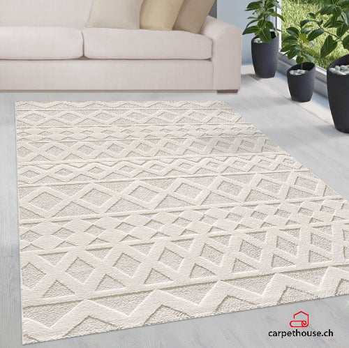 Elio Designer Teppich Hoch- Tief Effekt, 2254 60-Cream