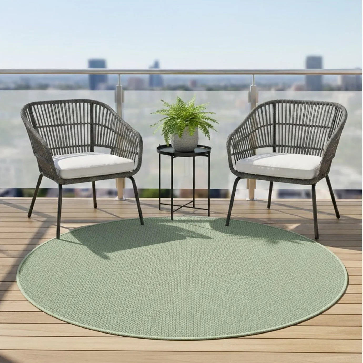 Runder Indoor & Outdoor Kurzflorteppich Green – Maestro