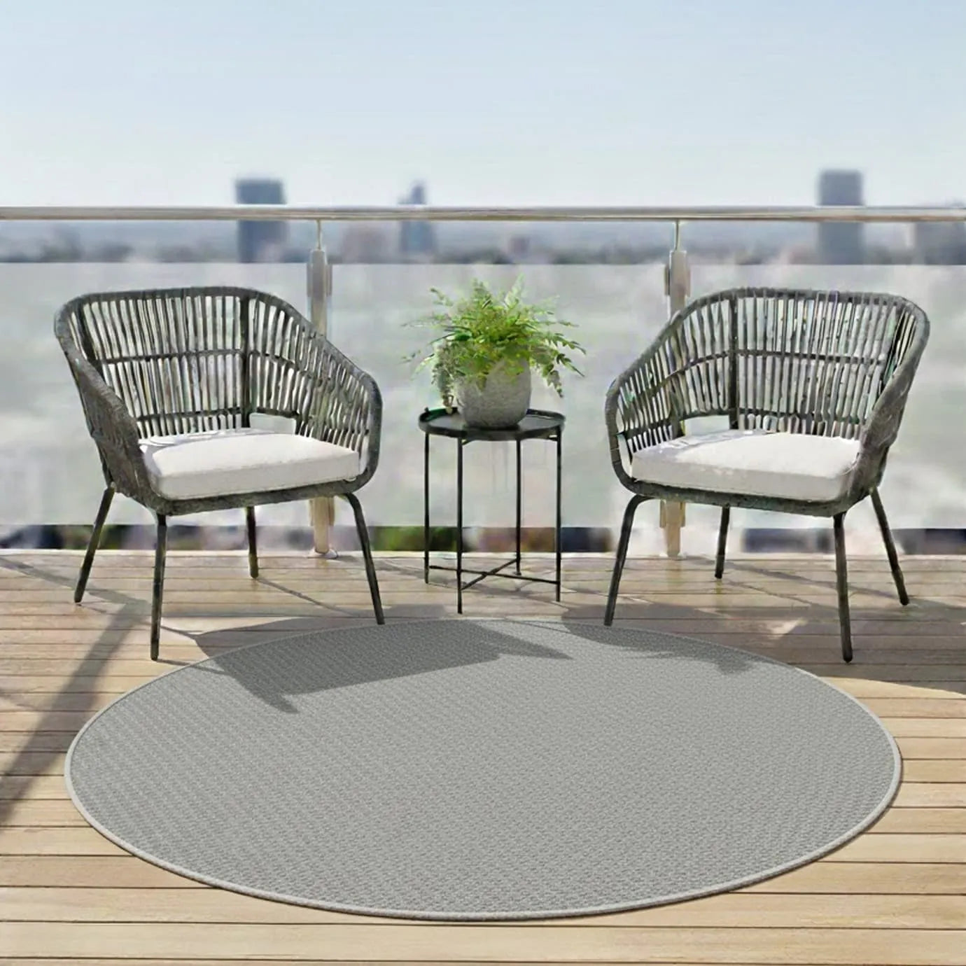 Runder Indoor & Outdoor Kurzflorteppich Grey – Maestro