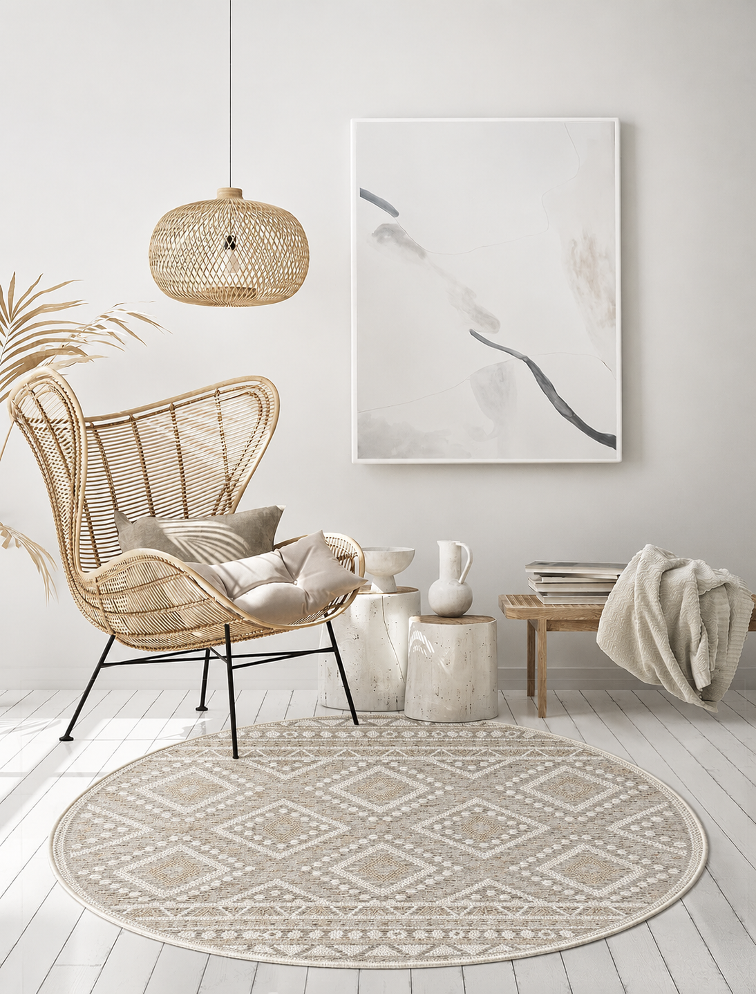 In- & Outdoor Teppich Ottowa 22567 760-Beige-Rund