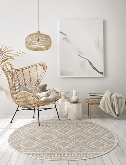 In- & Outdoor Teppich Ottowa 22567 760-Beige-Rund