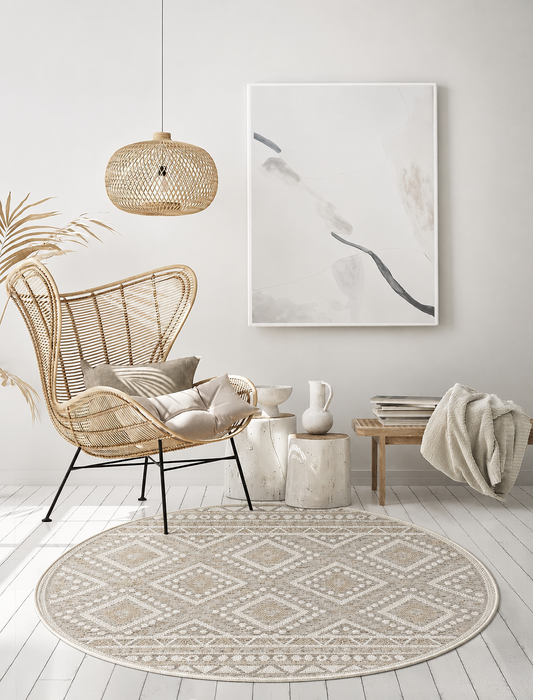 In- & Outdoor Teppich Ottowa 22567 760-Beige-Rund