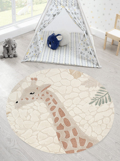 Elio Kids Kinderteppich Rund Cream – Hoch-Tief Effekt