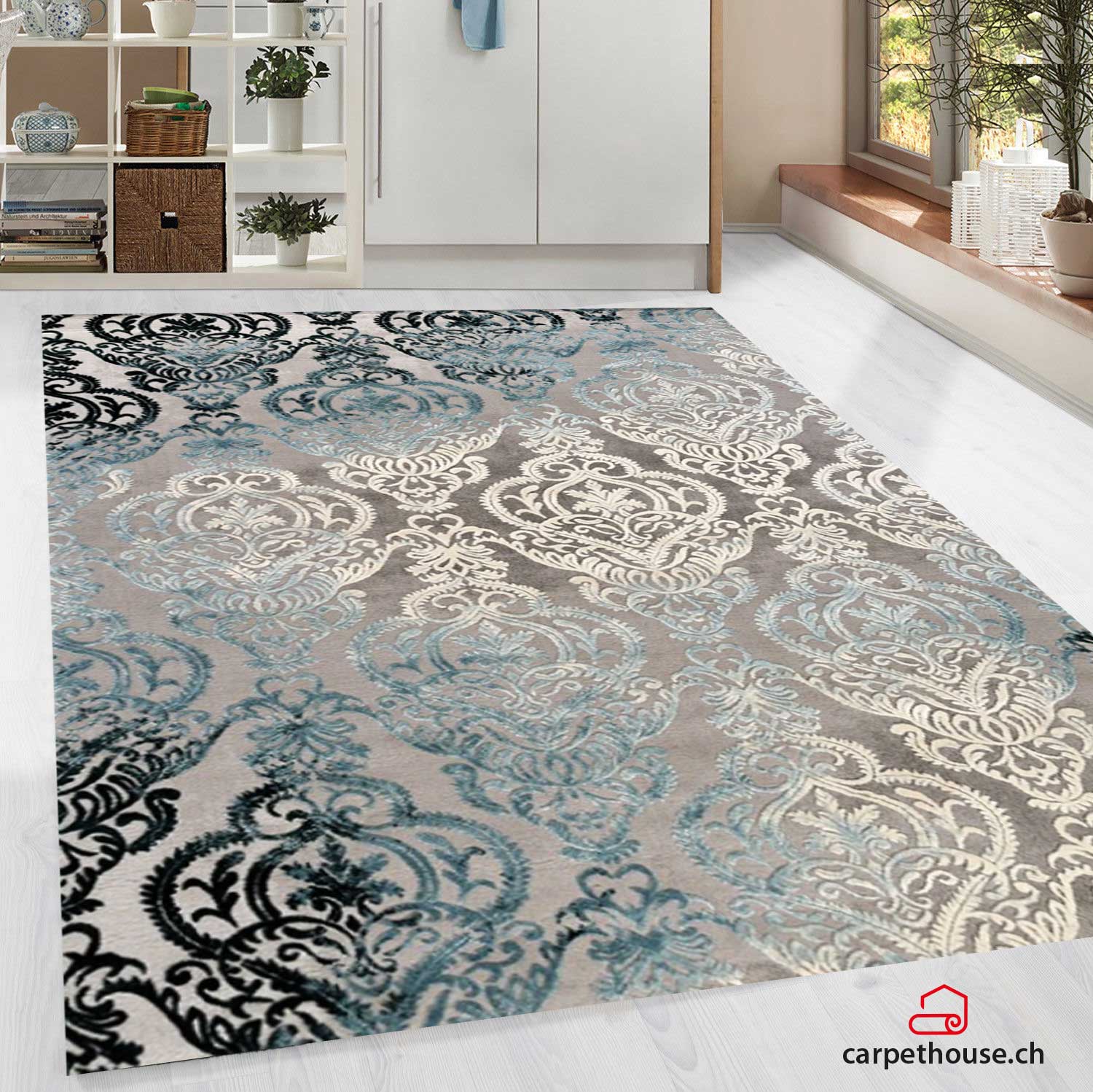 Merinos Teppich Thema 23014-953 Grey-Blue