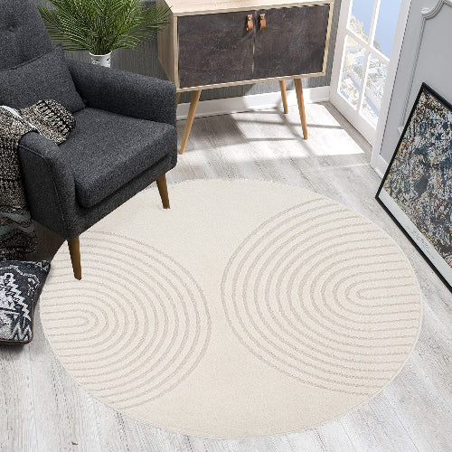 Kurzflor Teppich Eclipse 2320 160 Cream – Rund