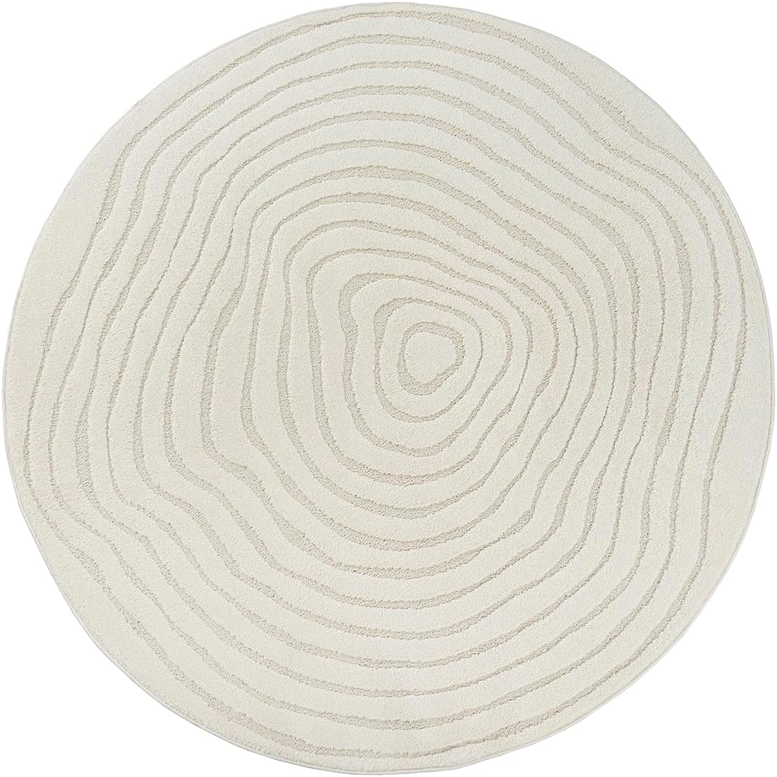 Elio Designer Teppich Hoch-Tief Effekt, 2325 160-Cream-rund
