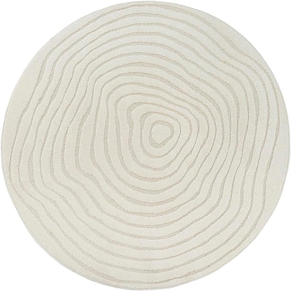 Elio Designer Teppich Hoch-Tief Effekt, 2325 160-Cream-rund