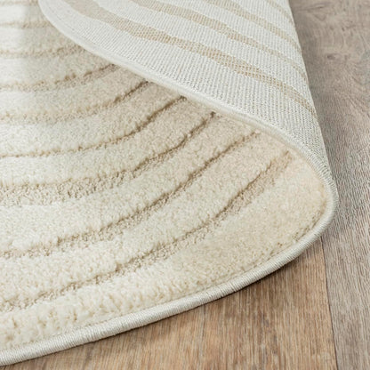 Elio Designer Teppich Hoch-Tief Effekt, 2325 160-Cream-rund