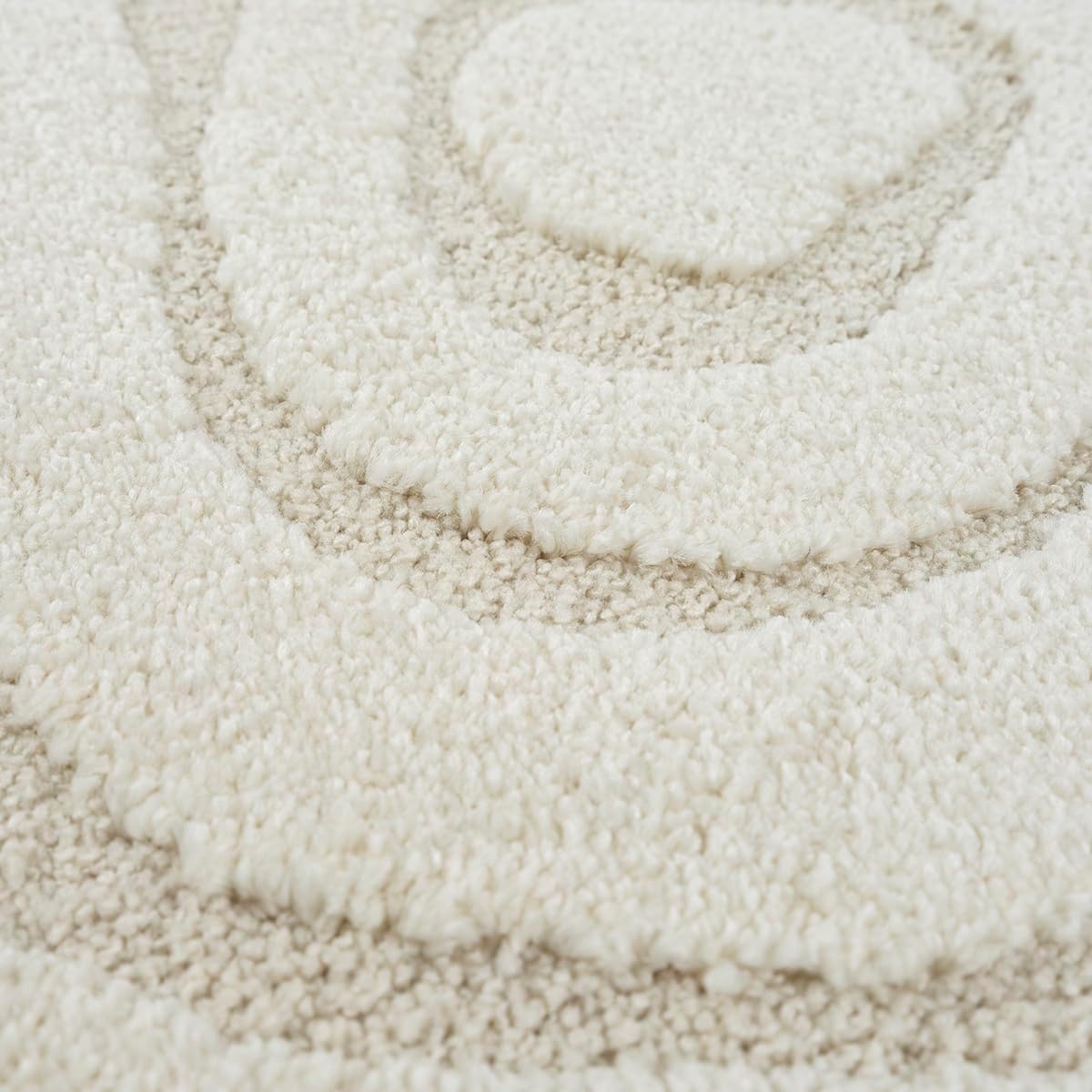 Elio Designer Teppich Hoch-Tief Effekt, 2325 160-Cream-rund