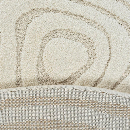 Elio Designer Teppich Hoch-Tief Effekt, 2325 160-Cream-rund