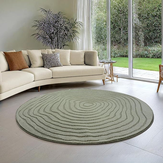 Elio Designer Teppich Hoch-Tief Effekt,2325 40-Green-rund