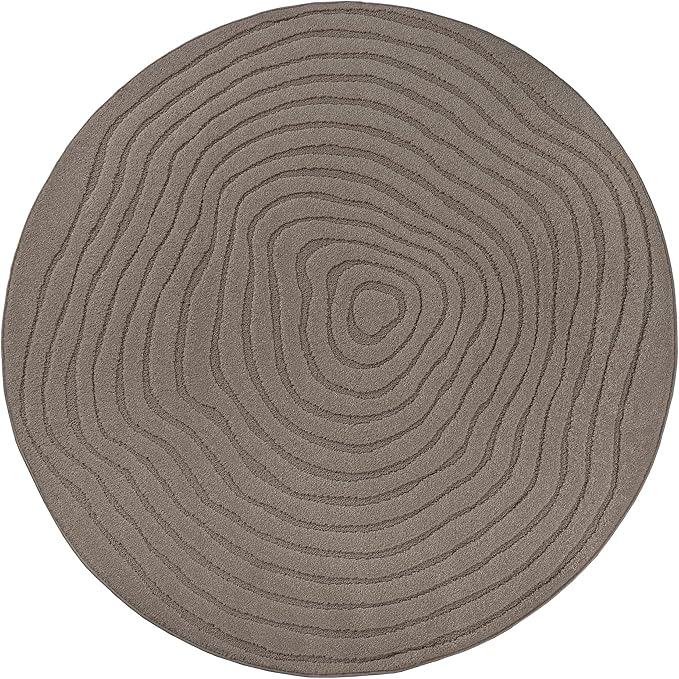 Elio Designer Teppich Hoch-Tief Effekt, 2325 80-Brown-rund