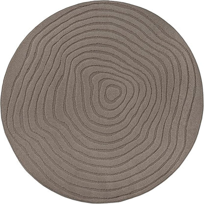 Elio Designer Teppich Hoch-Tief Effekt, 2325 80-Brown-rund