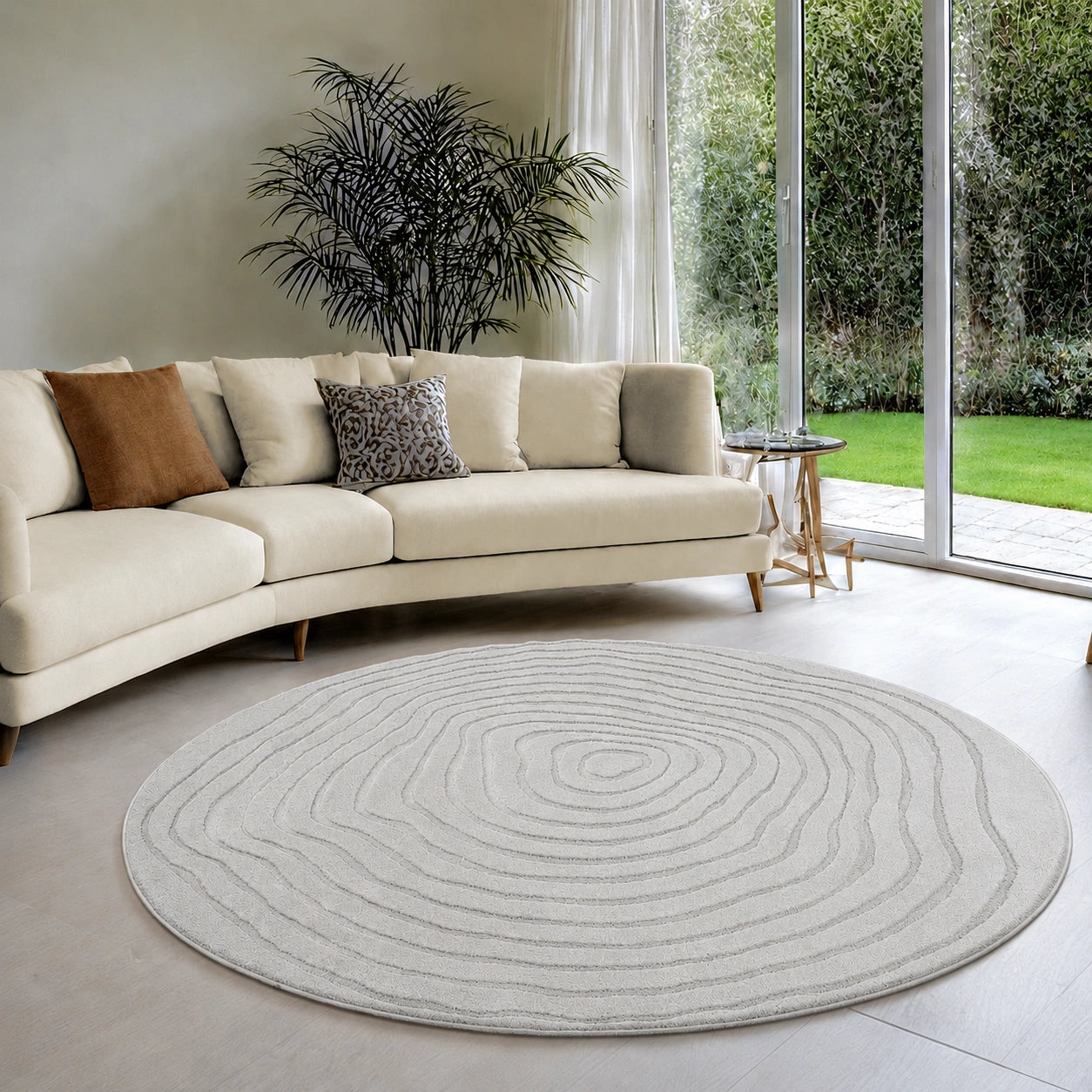 Elio Designer Teppich Rund | Grey | Kurzflorteppich