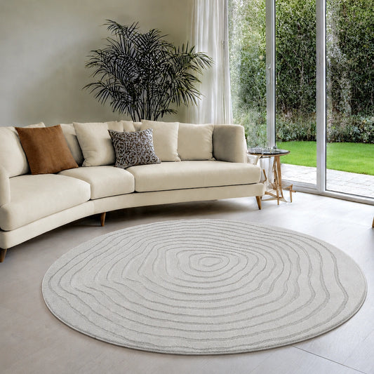 Elio Designer Teppich Rund | Grey | Kurzflorteppich