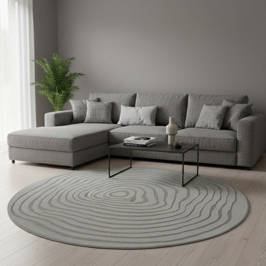 Elio Designer Teppich Hoch-Tief Effekt, 2325 95-Grey-rund