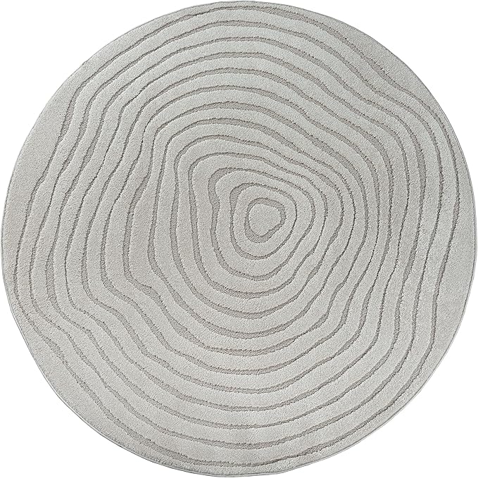 Elio Designer Teppich Hoch-Tief Effekt, 2325 95-Grey-rund