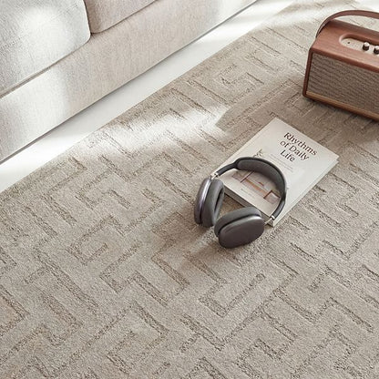 Teppich Eclipse-Beige – Moderner Teppich mit Mäander-Design