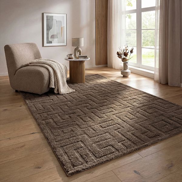 Teppich Eclipse-Brown – Moderner Teppich mit Mäander-Design (Kopie)
