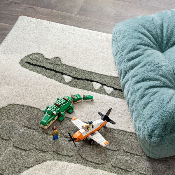 Elio Kinderteppich mit Krokodilmotiv| Cream | Kurzflorteppich
