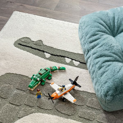 Elio Kinderteppich mit Krokodilmotiv| Cream | Kurzflorteppich