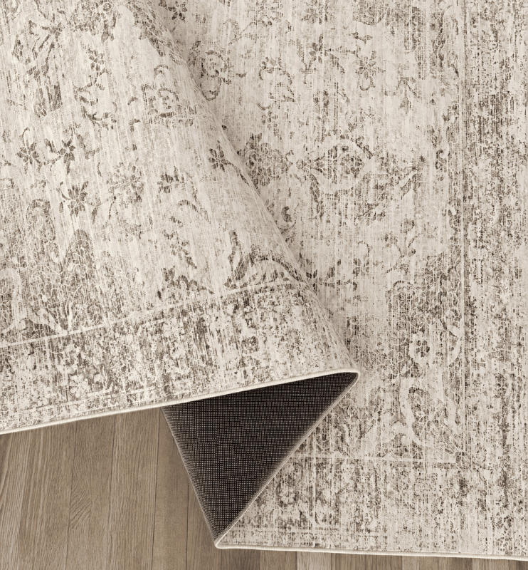 Aria Beige – Klassischer Vintage Teppich, waschbar