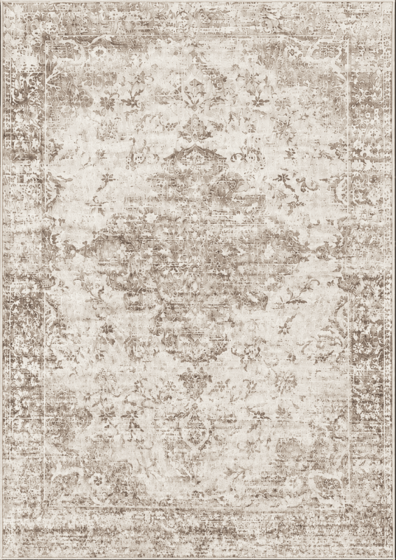 Aria Beige – Klassischer Vintage Teppich, waschbar