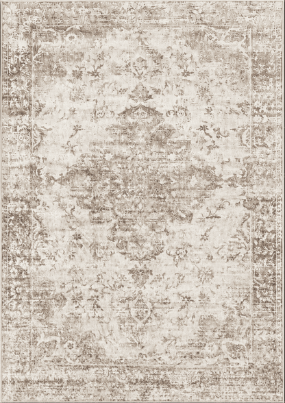 Aria Beige – Klassischer Vintage Teppich, waschbar