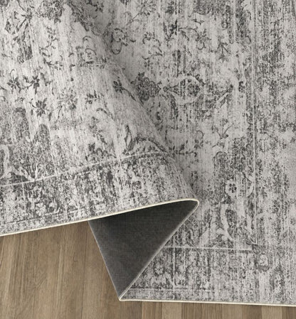 Aria Grau – Klassischer Vintage Teppich, waschbar