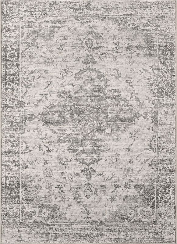 Aria Grau – Klassischer Vintage Teppich, waschbar