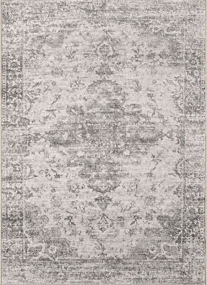 Aria Grau – Klassischer Vintage Teppich, waschbar