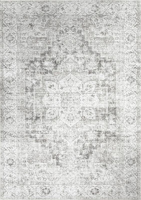 Aria Light Grau – Klassischer Vintage Teppich, waschbar