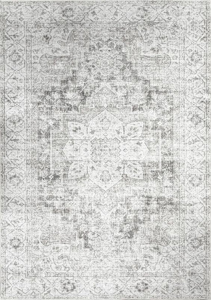 Aria Light Grau – Klassischer Vintage Teppich, waschbar