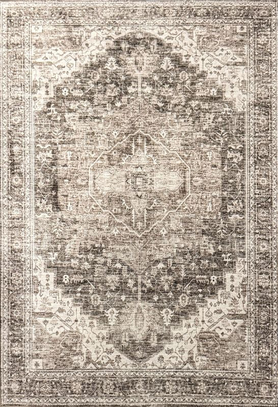 Aria Dunkelbeige – Klassischer Vintage Teppich, waschbar