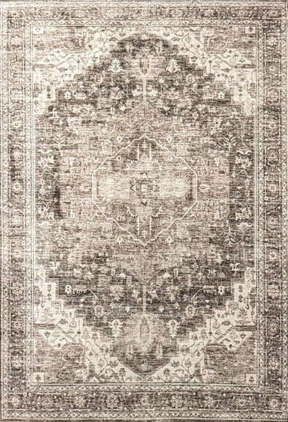 Aria Dunkelbeige – Klassischer Vintage Teppich, waschbar