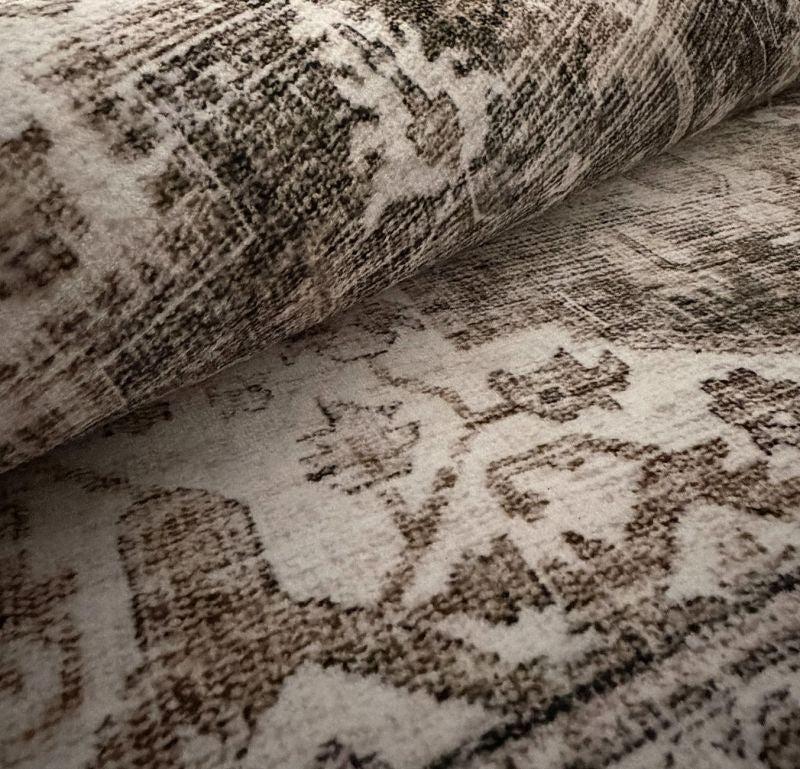 Aria Dunkelbeige – Klassischer Vintage Teppich, waschbar