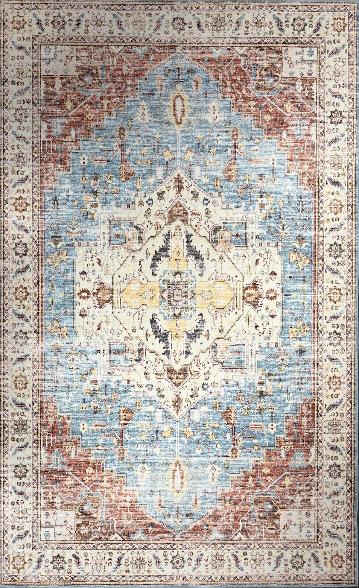 Aria Multi – Klassischer Vintage Teppich, waschbar