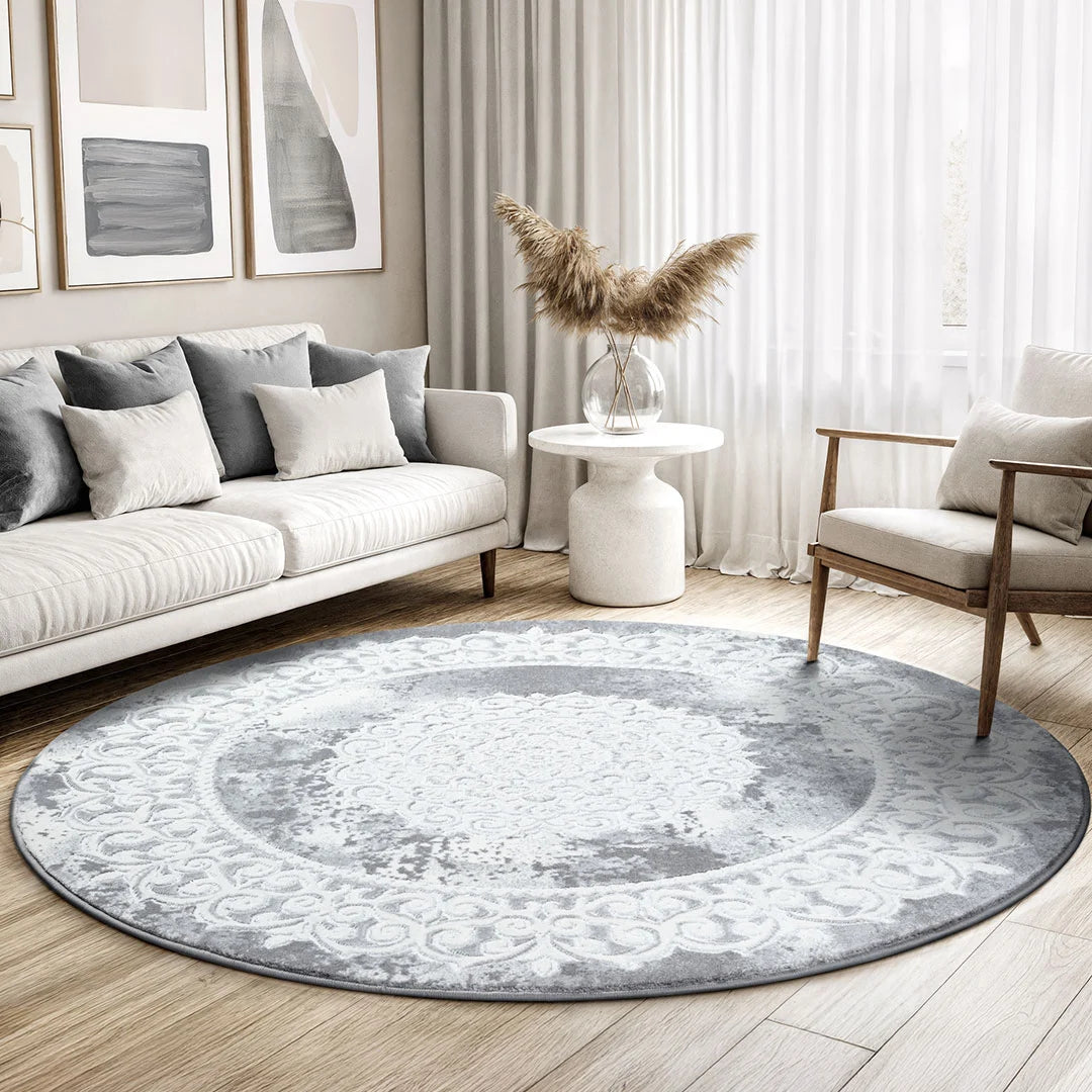 Runder Sanat Harmony | Light Grey | Kurzflorteppich