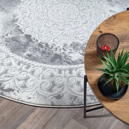 Runder Sanat Harmony | Light Grey | Kurzflorteppich