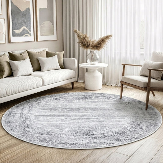 Runder Sanat Harmony | Light Grey | Kurzflorteppich
