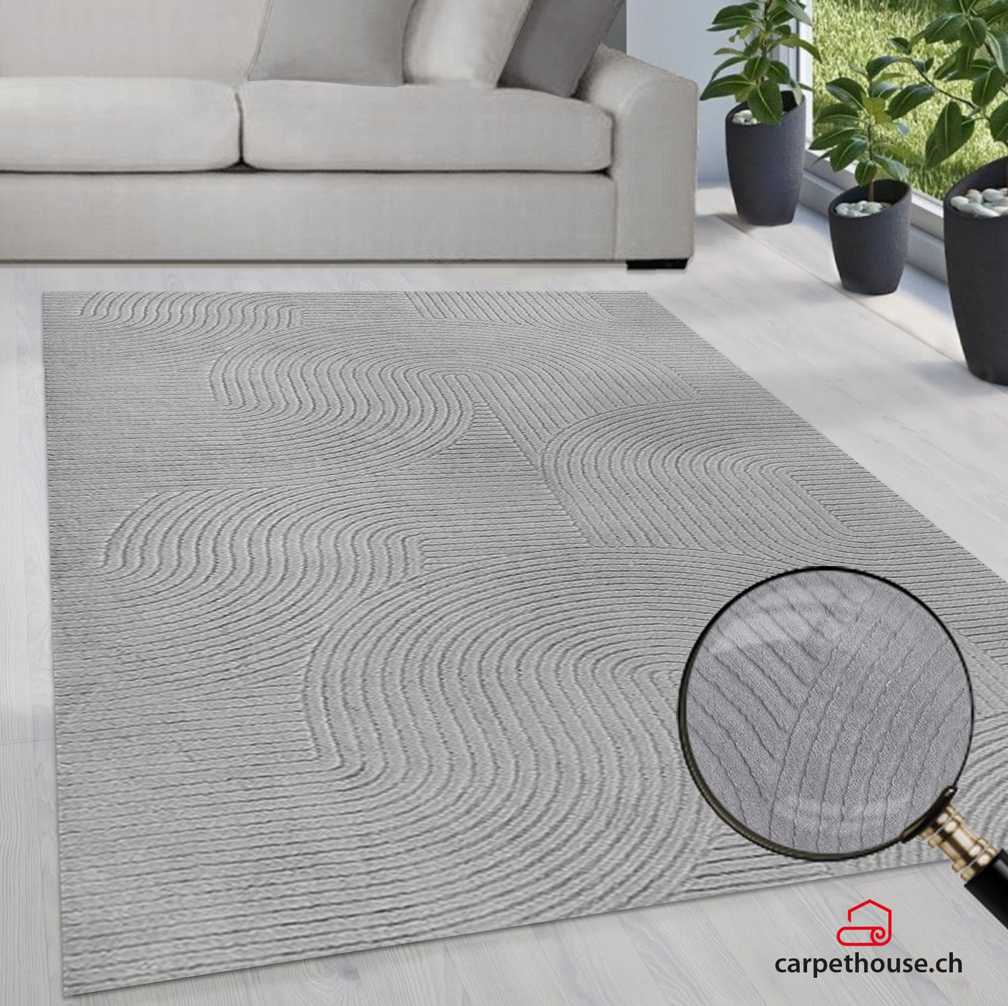 Stilo Moderner Weicher Teppich 390 95-Grey