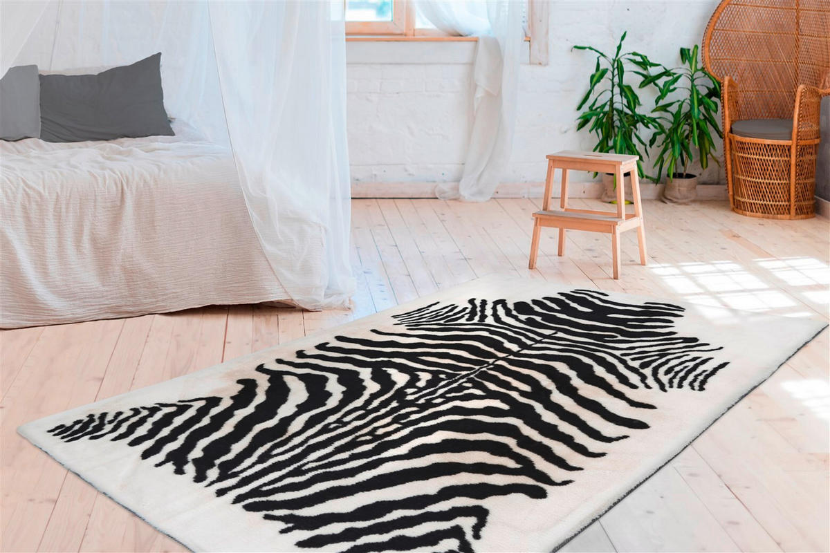 Rabbit Animal 400 Schwarz / Weiss – Weicher Hochflorteppich