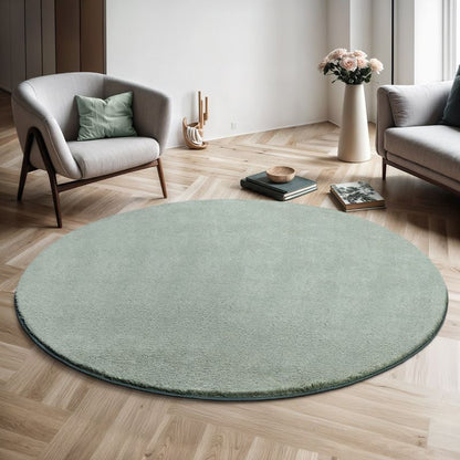 Loft washable | Grün | Hochflorteppich | rund