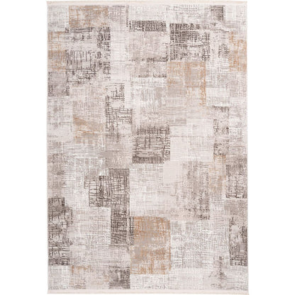 Kurzflorteppich Akropolis 425 Grau / Silber – Vintage Teppich mit Fransen