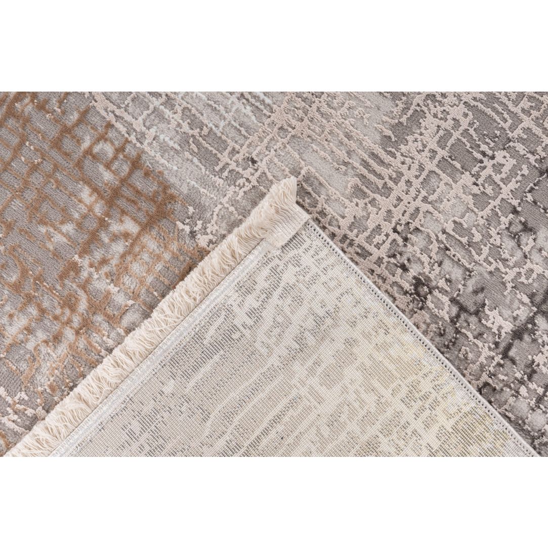 Kurzflorteppich Akropolis 425 Grau / Silber – Vintage Teppich mit Fransen